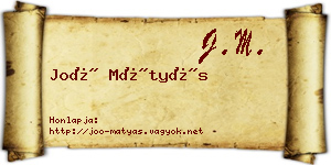 Joó Mátyás névjegykártya